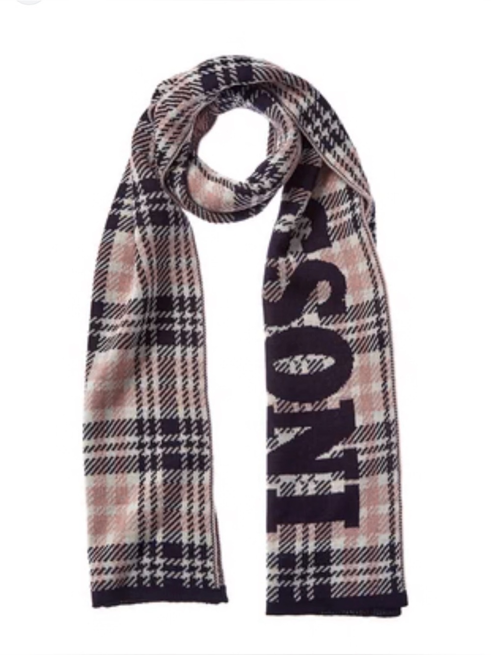 Missoni NWT Plaid Logo Wool Knit Scarf in Pink and Black